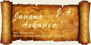Jovana Ašković vizit kartica